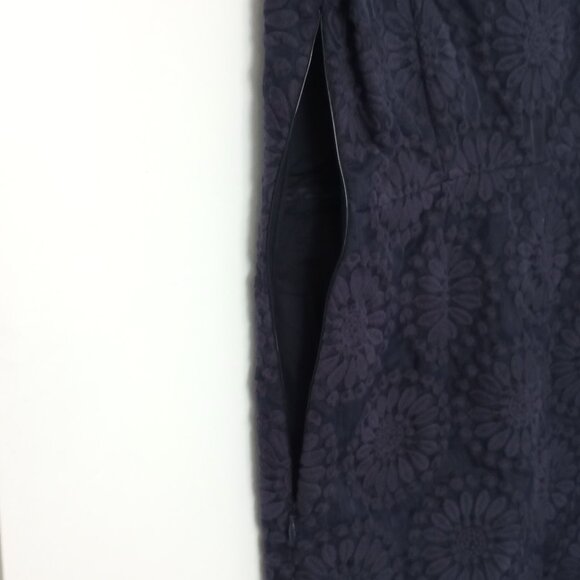Boden Navy Sheer Embroidered Floral Overlay Sheath Dress - Picture 9 of 11